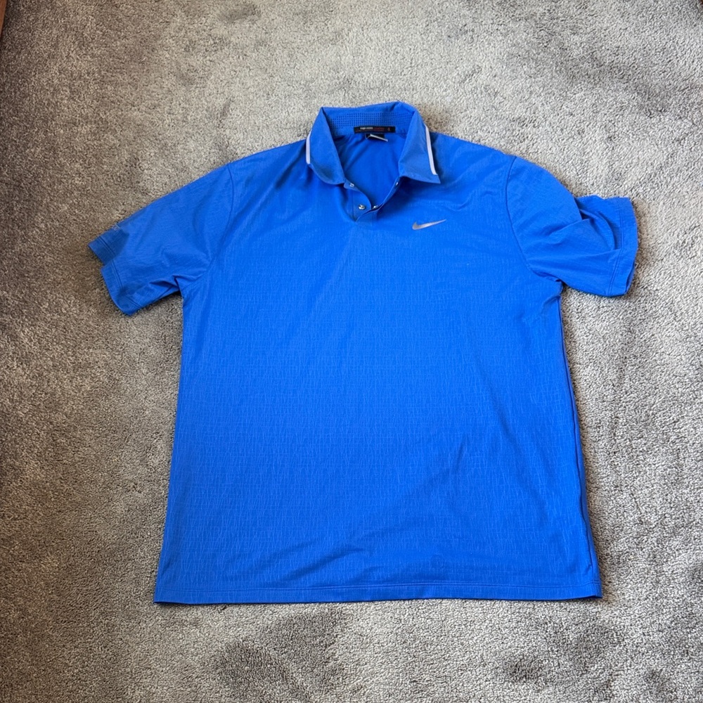 Nike Dri-FIT Tiger Woods Collection Golf Polo Blue SIZE L Performance